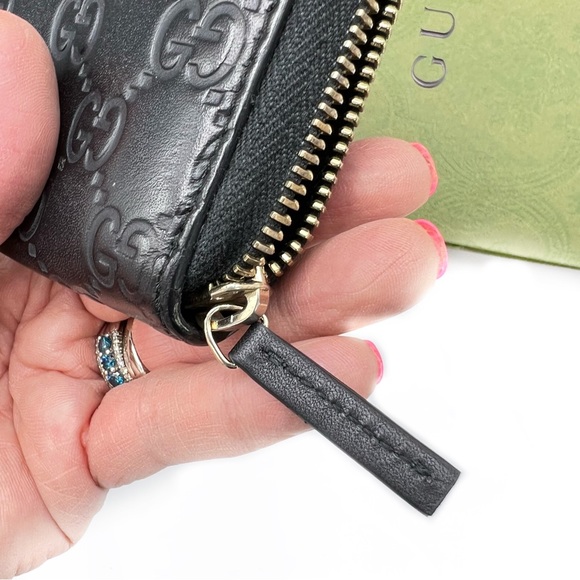 GUCCI Bow Zip Around Guccissima Leather Long Wallet Black Zippy Authentic - Picture 9 of 17